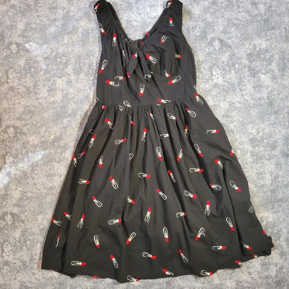 Retro Lipstick Patch Dress